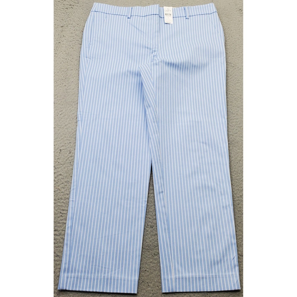 LOFT The Riviera Slim Pants Womens 10 Multi Striped Stretch Career Slash Pocket